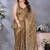 Olive floral embroidered jimmy choo satin saree