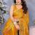Yellow abstract printed embroidered saree with blouse piece