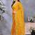 Yellow abstract printed embroidered saree with blouse piece