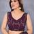 purple floral printed embroidered border satin saree with matching blouse