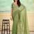 green embellished saree with unstitched blouse piece