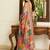 Multicolor ethnic motifs embroidered pure chiffon saree