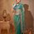 turquoise ethnic motifs embroidered tissue saree with unstitched blouse piece