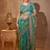 turquoise ethnic motifs embroidered tissue saree with unstitched blouse piece