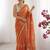 orange embellished embroidered satin designer saree