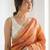 orange embellished embroidered satin designer saree