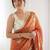 orange embellished embroidered satin designer saree