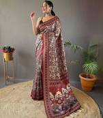 Beige floral printed saree