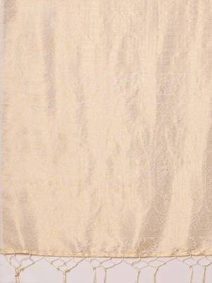 Cream ethnic motifs zari silk blend kanjeevaram saree 5
