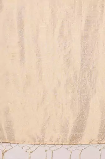 Cream ethnic motifs zari silk blend kanjeevaram saree