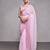 pink pink & red ethnic motifs embroidered pure georgette saree