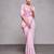 pink pink & red ethnic motifs embroidered pure georgette saree