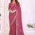 Pink embellished embroidered poly georgette heavy work saree