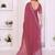 Pink embellished embroidered poly georgette heavy work saree