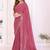 Pink embellished embroidered poly georgette heavy work saree