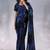 Black striped sequinned pure georgette designer saree