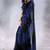 Black striped sequinned pure georgette designer saree