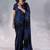 Black striped sequinned pure georgette designer saree