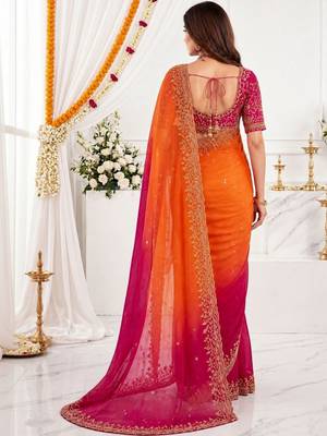 multicolor embellished embroidered satin heavy work saree 2