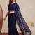 Navy blue embellished embroidered net designer saree