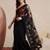 black embellished embroidered net designer saree