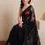 black embellished embroidered net designer saree
