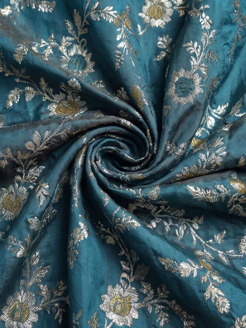 teal woven design zari silk blend designer banarasi saree