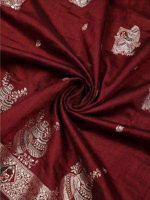 Maroon woven design zari silk blend designer banarasi saree 4