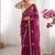 Magenta embellished sequinned satin designer saree