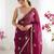 Magenta embellished sequinned satin designer saree
