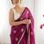 Magenta embellished sequinned satin designer saree