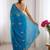 blue embellished sequinned satin designer saree