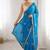 blue embellished sequinned satin designer saree