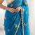 blue embellished sequinned satin designer saree