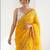 mustard embellished sequinned satin designer saree