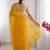 mustard embellished sequinned satin designer saree