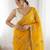 mustard embellished sequinned satin designer saree