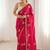 Pink embellished sequinned satin designer saree