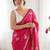 Pink embellished sequinned satin designer saree