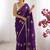 Purple embellished embroidered satin designer saree