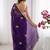 Purple embellished embroidered satin designer saree