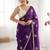 Purple embellished embroidered satin designer saree