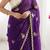 Purple embellished embroidered satin designer saree