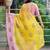 yellow floral embroidered pure georgette saree