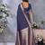 Navy blue ethnic motifs woven design zari banarasi saree