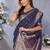 Navy blue ethnic motifs woven design zari banarasi saree