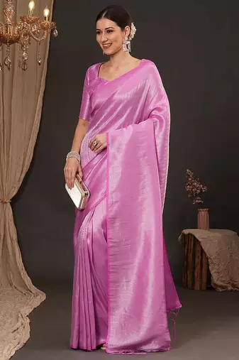 Pink woven design zari silk blend kanjeevaram saree