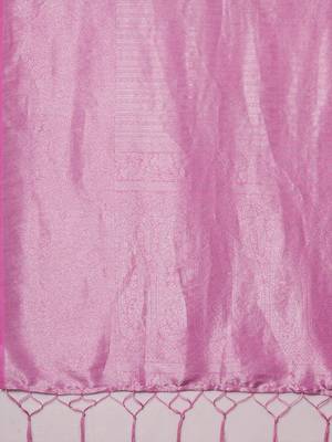 Pink woven design zari silk blend kanjeevaram saree 4