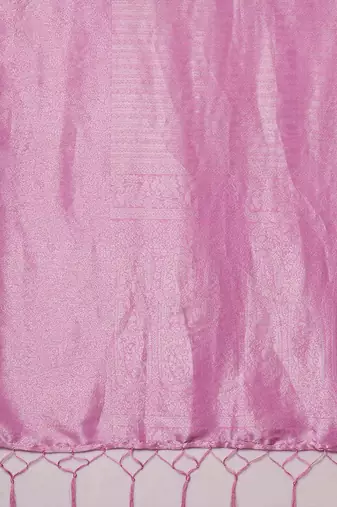 Pink woven design zari silk blend kanjeevaram saree