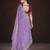 Lavender floral embroidered silk blend saree